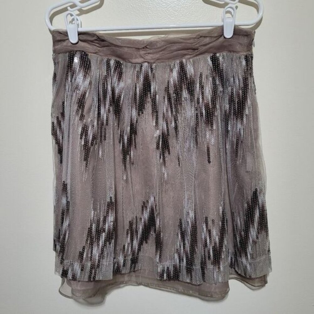 Antonio Melani Tan/brown Sequined Sparkly Tulle Skirt